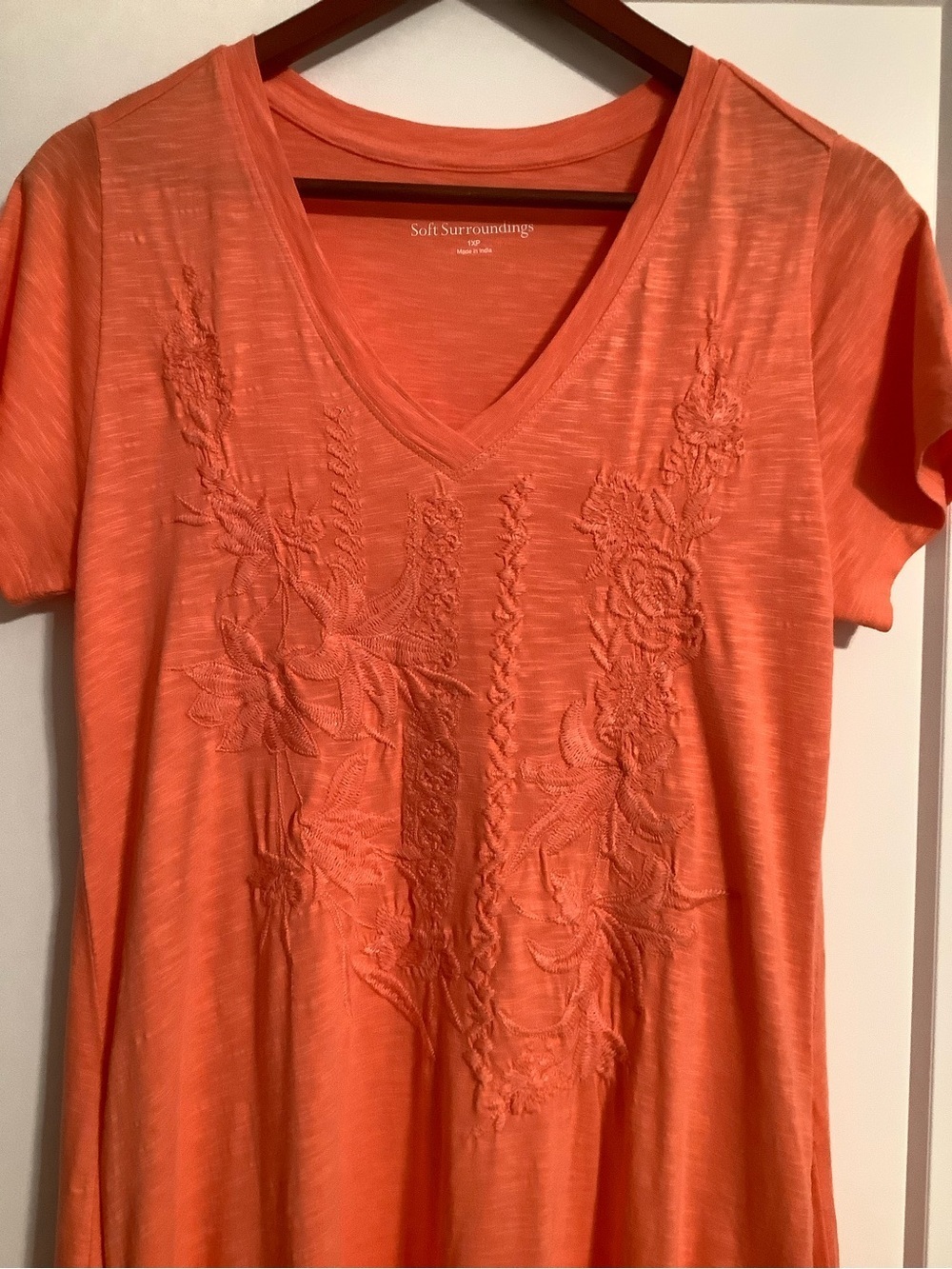 Soft Surroundings Coral V‑Neck Short Sleeve Maxi Dress - Picture 4 of 8